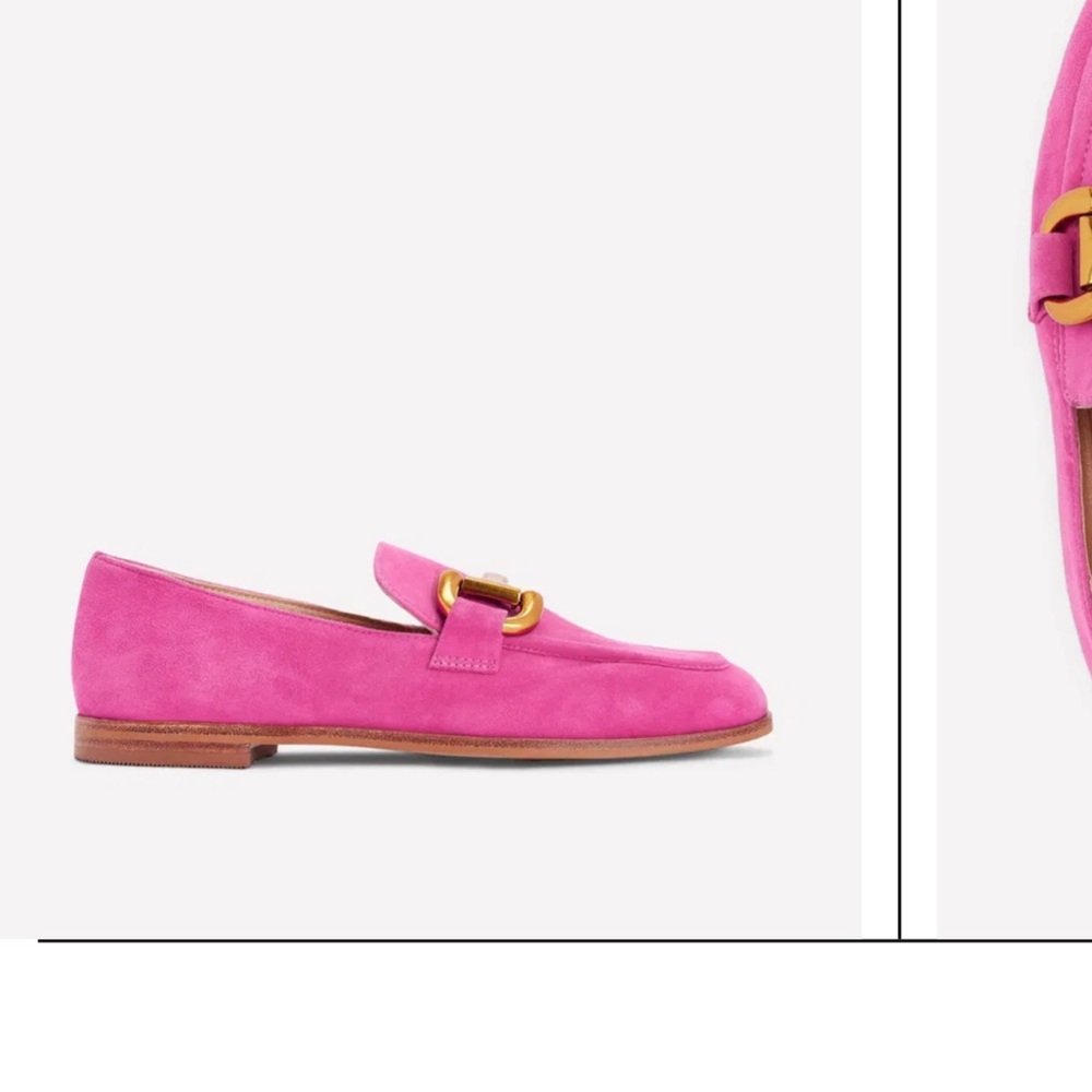 Women’s Pink Suede Slip-On Loafers with Gold Accent - Picture 8 of 13